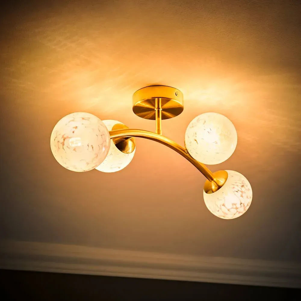 Jas 4-Light Ceiling Light - Gold, Confetti Glass