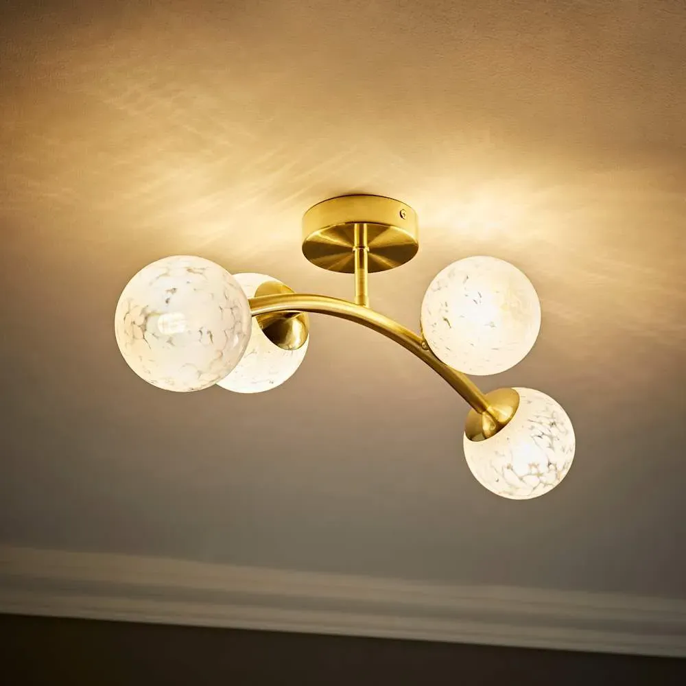 Jas 4-Light Ceiling Light - Gold, Confetti Glass