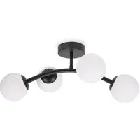 Jas 4 Way LED Ceiling Light - Black, Glass