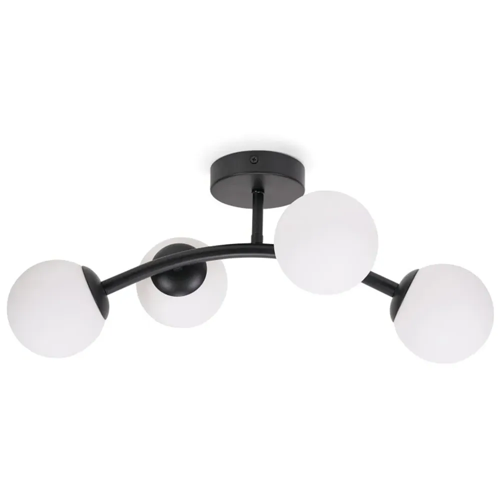 Jas 4 Way LED Ceiling Light - Black, Glass image