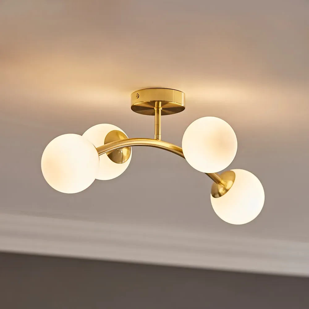 Jas 4 Way LED Ceiling Light - Gold, Glass