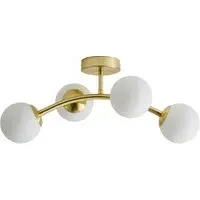 Jas 4 Way LED Ceiling Light - Gold, Glass