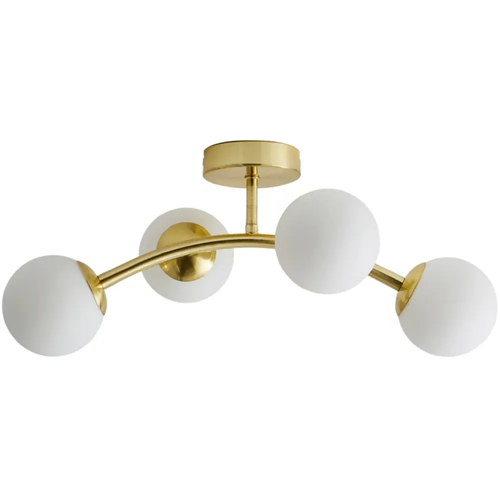 Jas 4 Way LED Ceiling Light - Gold, Glass