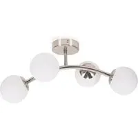 Jas 4 Way LED Ceiling Light - Silver, Glass