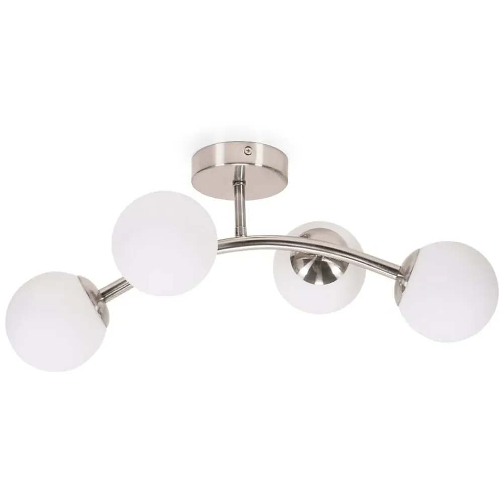 Jas 4 Way LED Ceiling Light - Silver, Glass
