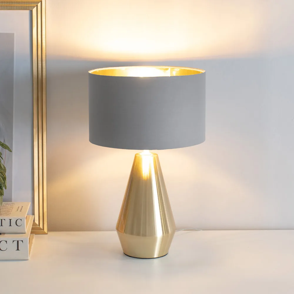 Jax Dimmable LED Touch Table Lamp - Grey, Fabric