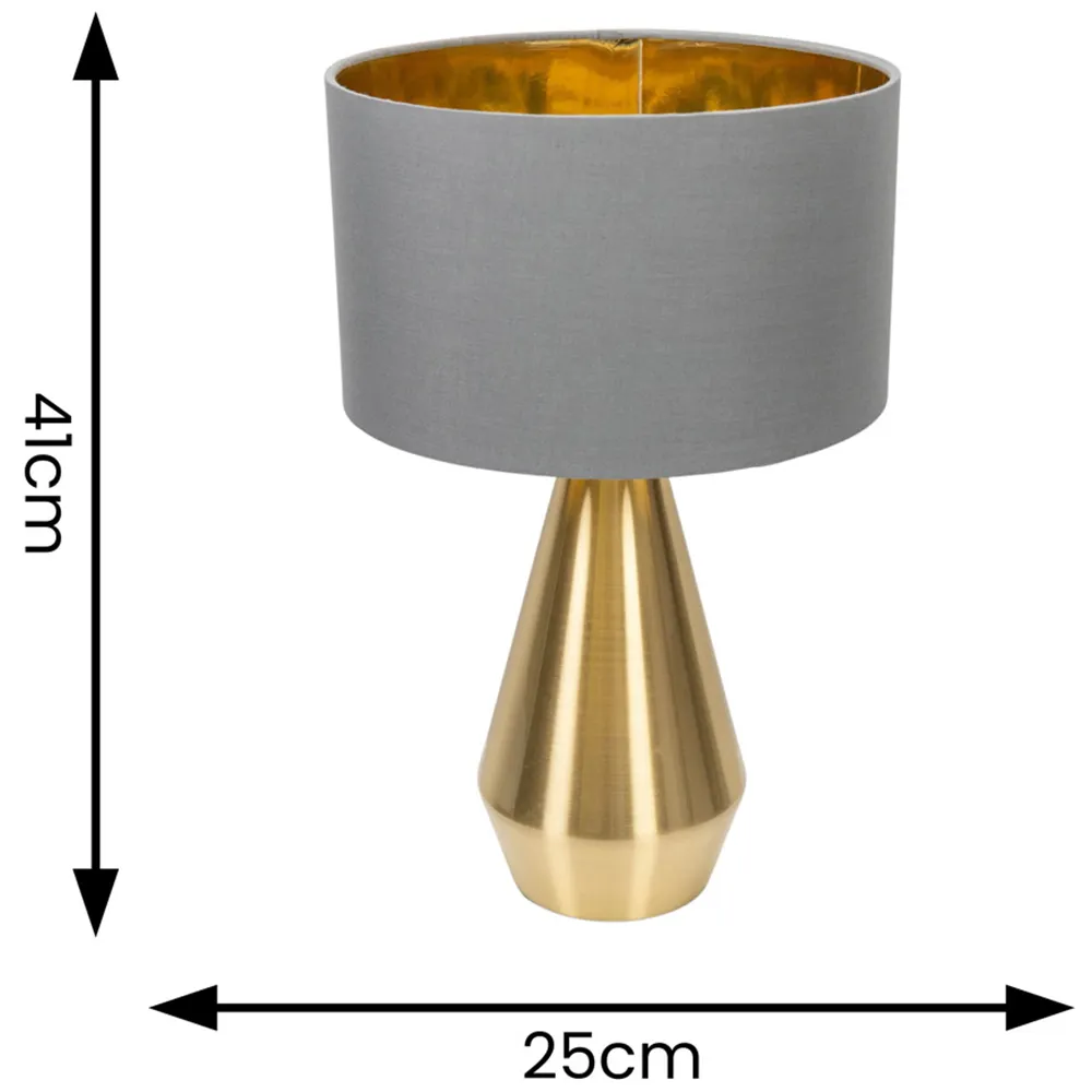 Jax Dimmable LED Touch Table Lamp - Grey, Fabric