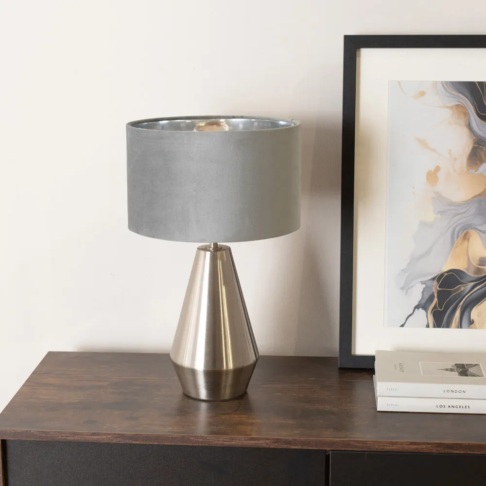 Jax Dimmable LED Touch Table Lamp - Grey, Velvet