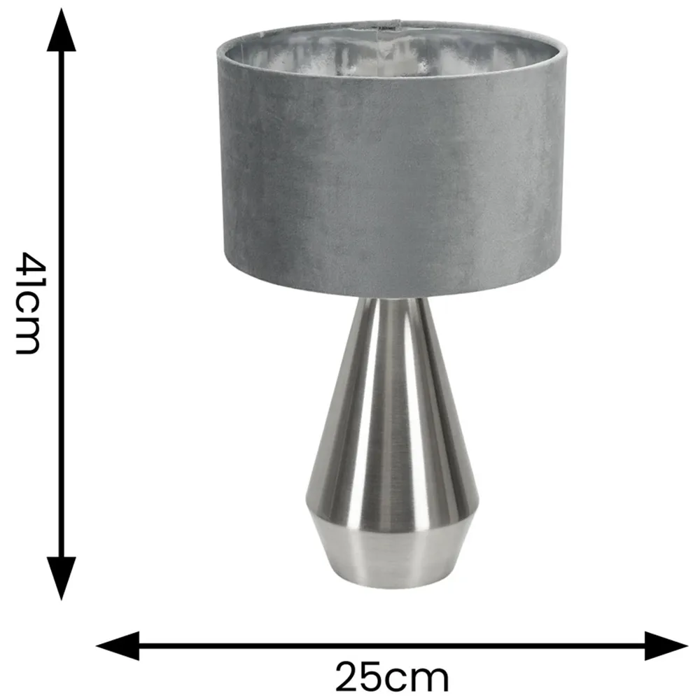 Jax Dimmable LED Touch Table Lamp - Grey, Velvet