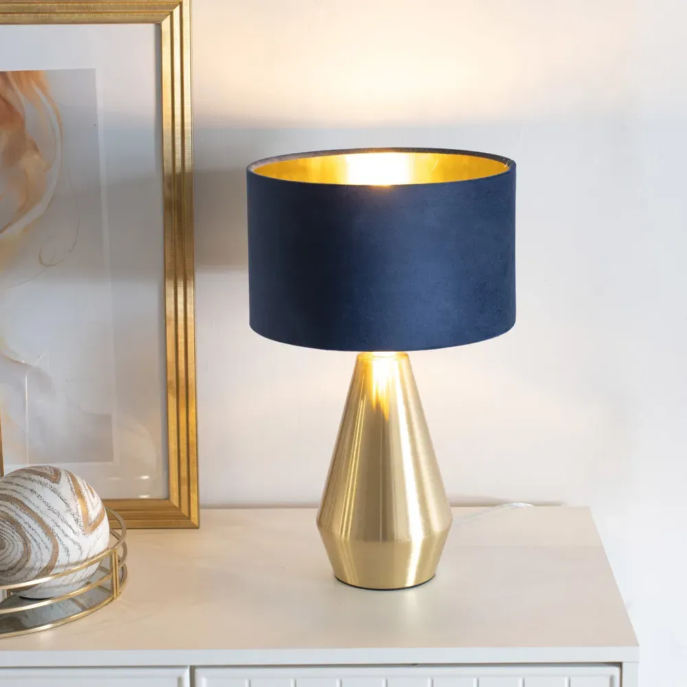 Jax Dimmable LED Touch Table Lamp - Navy Blue, Velvet