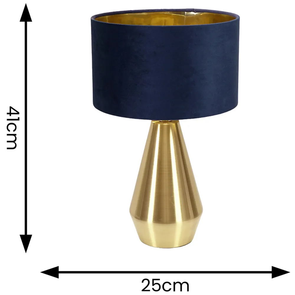 Jax Dimmable LED Touch Table Lamp - Navy Blue, Velvet