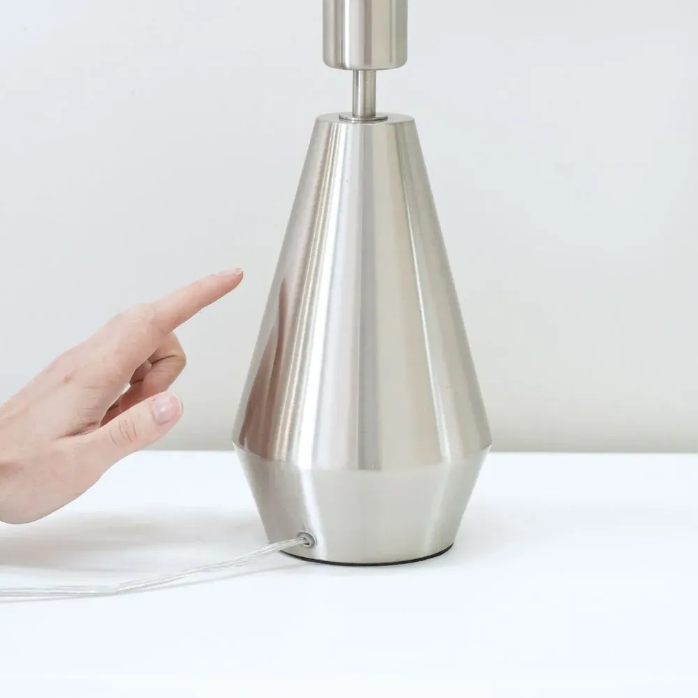 Jax Touch LED Table Lamp - Silver, Forest Green Velvet