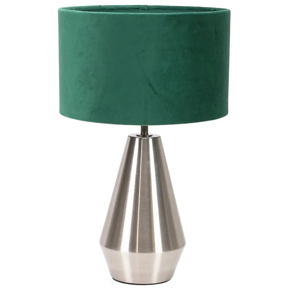 Jax Touch LED Table Lamp - Silver, Forest Green Velvet