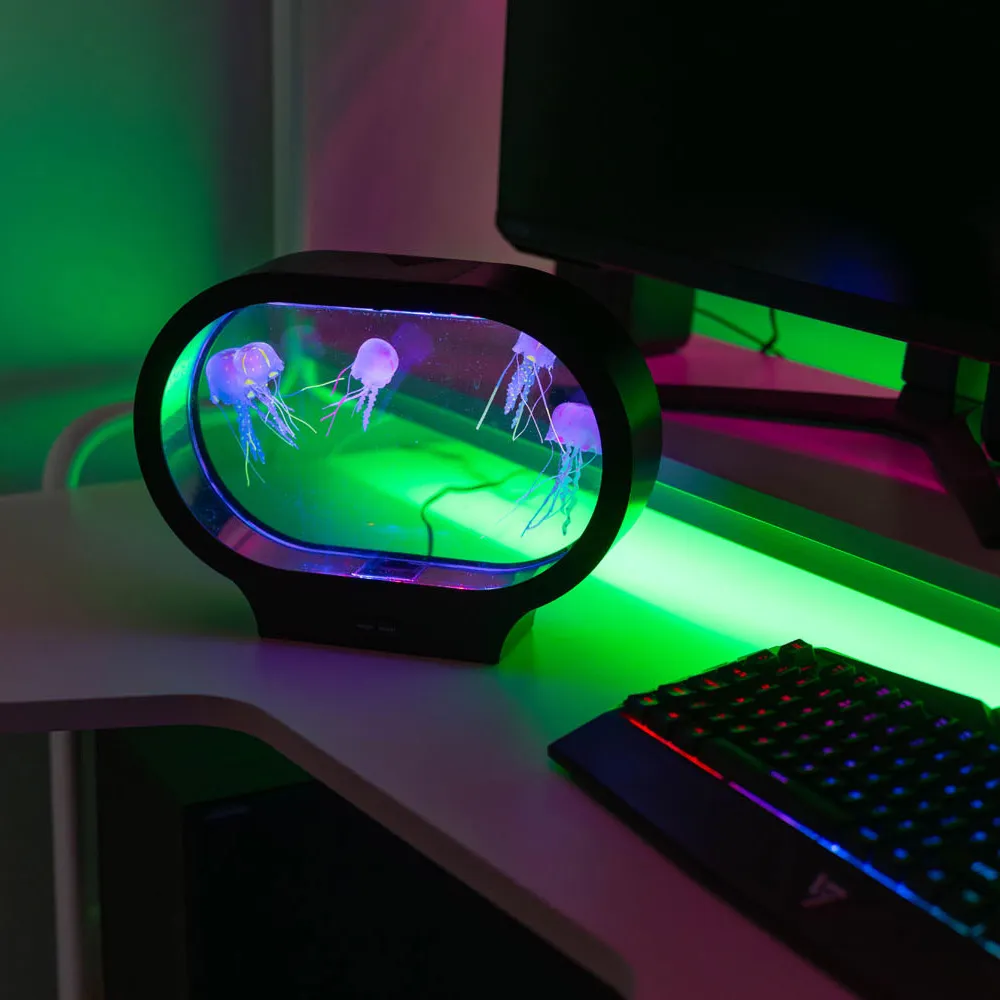 Jellyfish Colour Changing Aquarium Table Lamp - Black
