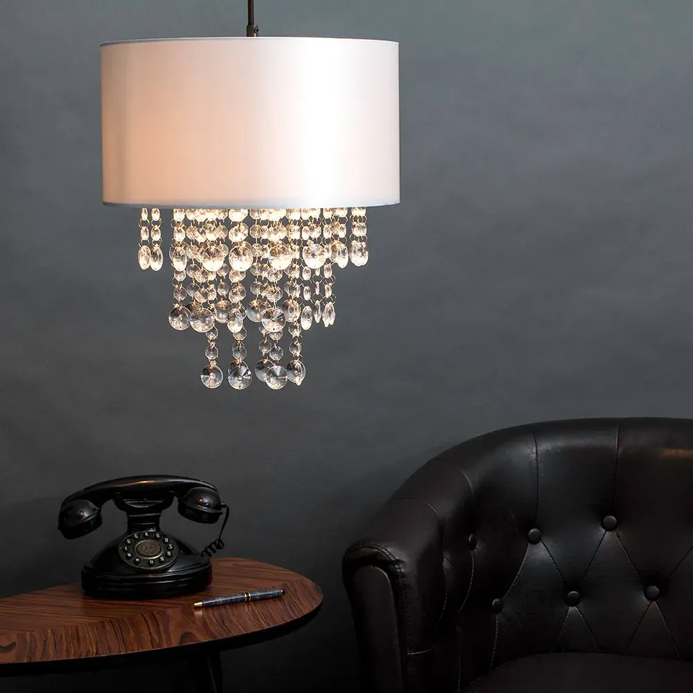 Jesmond Droplet Easy Fit Ceiling Light Shade - Grey, Fabric