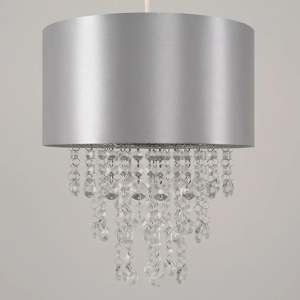 Jesmond Droplet Easy Fit Ceiling Light Shade - Grey, Fabric