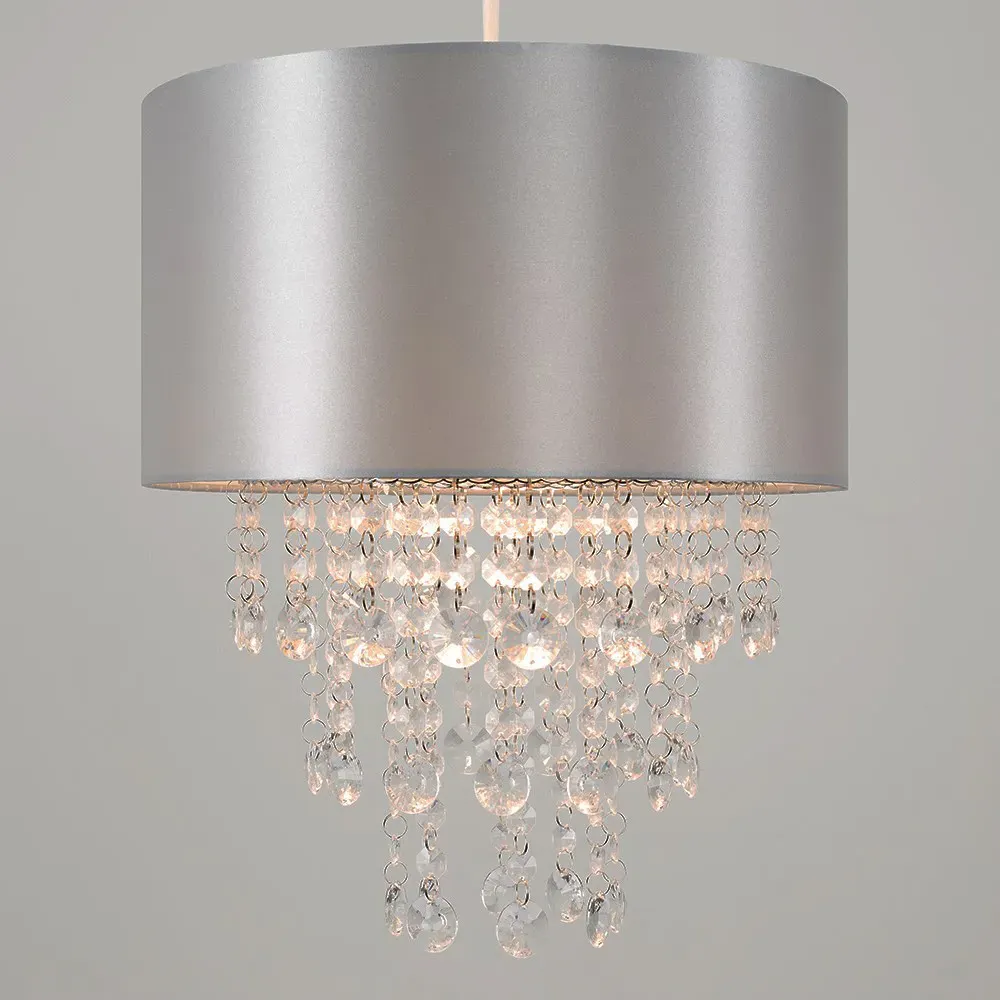 Jesmond Droplet Easy Fit Ceiling Light Shade - Grey, Fabric