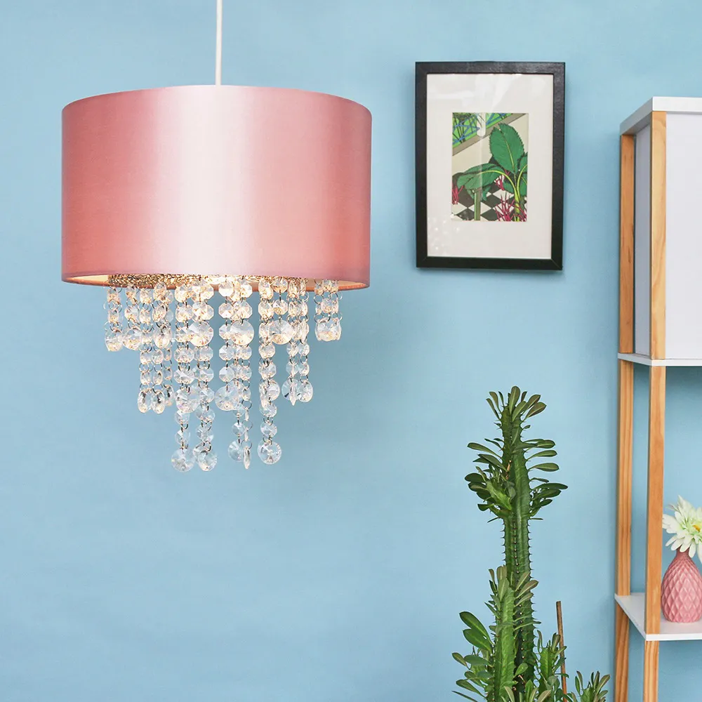 Jesmond Droplet Easy Fit Ceiling Light Shade - Pink, Fabric