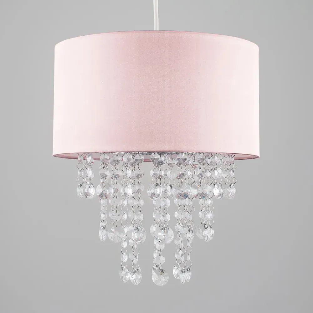 Jesmond Droplet Easy Fit Ceiling Light Shade - Pink, Fabric