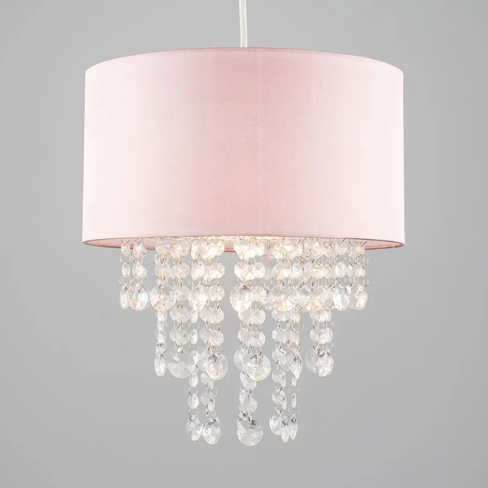 Jesmond Droplet Easy Fit Ceiling Light Shade - Pink, Fabric
