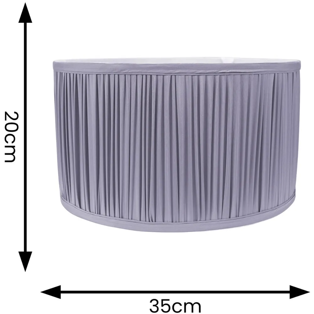 Jess Large Drum Lamp Shade Ruched Pleated - Blue, Faux Silk