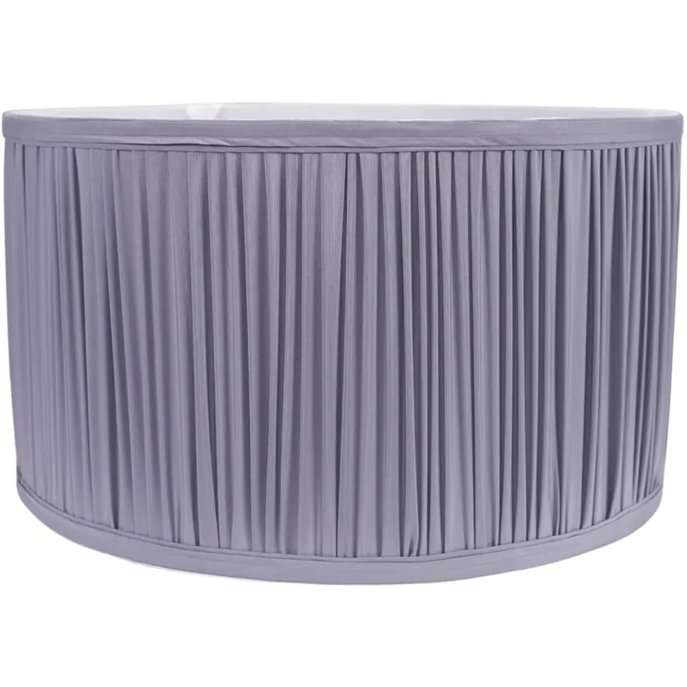 Jess Large Drum Lamp Shade Ruched Pleated - Blue, Faux Silk
