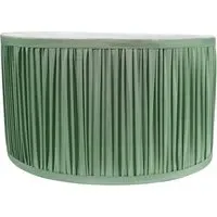 Jess Large Drum Lamp Shade Ruched Pleated - Green, Faux Silk