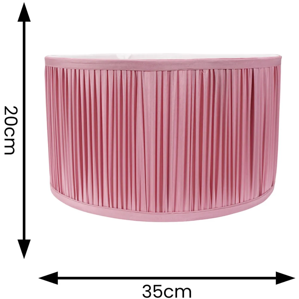Jess Large Drum Lamp Shade Ruched Pleated - Pink, Faux Silk