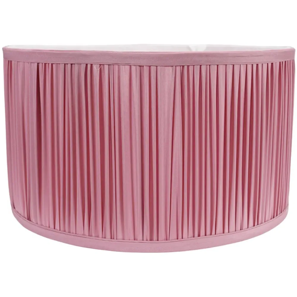 Jess Large Drum Lamp Shade Ruched Pleated - Pink, Faux Silk