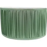 Jess Small Drum Lamp Shade Ruched Pleated - Green, Faux Silk