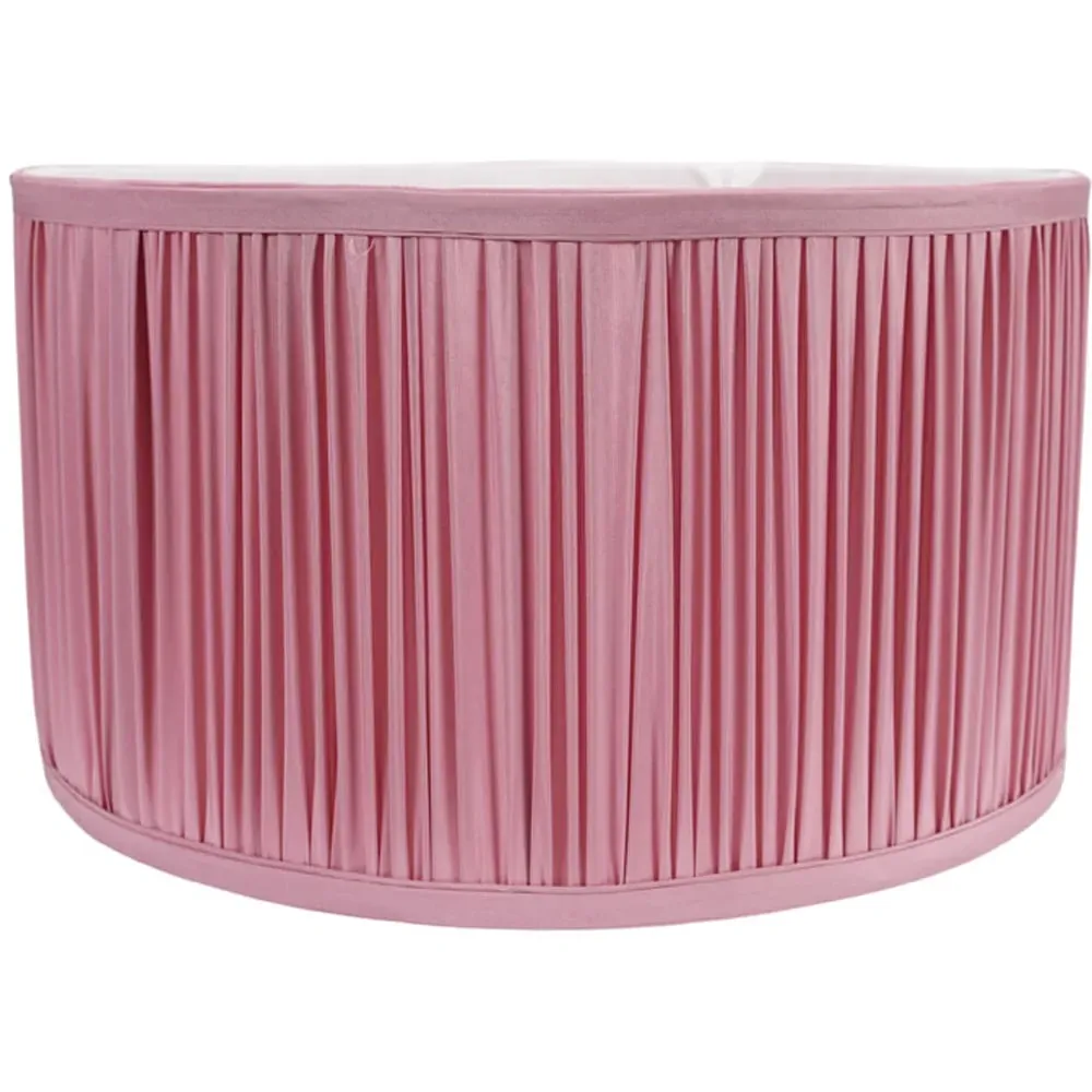 Jess Small Drum Lamp Shade Ruched Pleated - Pink, Faux Silk