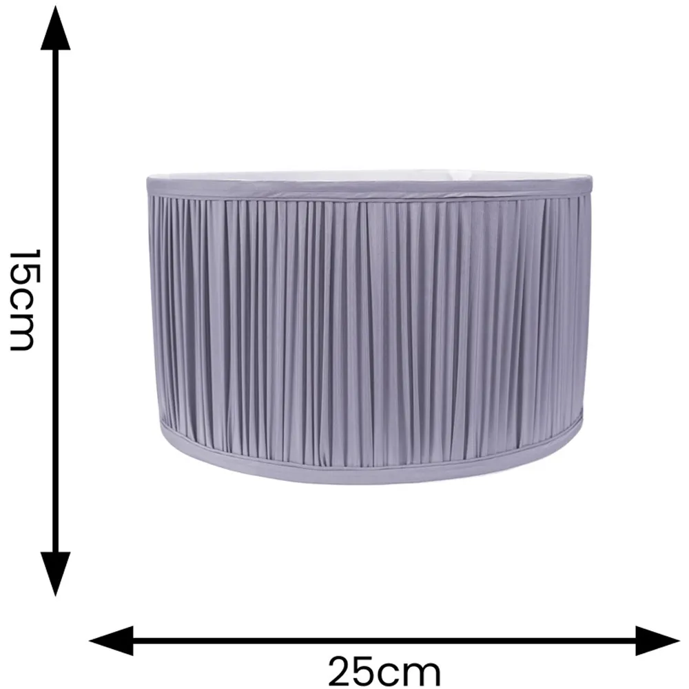 Jess Small Drum Lamp Shade Ruched Pleated - Powder Blue, Faux Silk