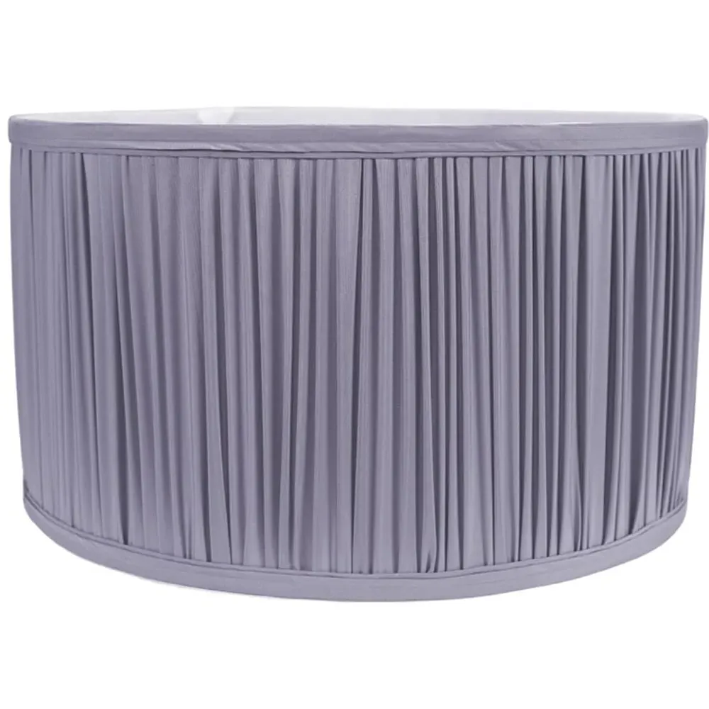 Jess Small Drum Lamp Shade Ruched Pleated - Powder Blue, Faux Silk