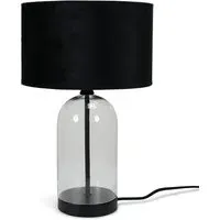 Jessy Glass Table Lamp with Black Trim - Black, Glass