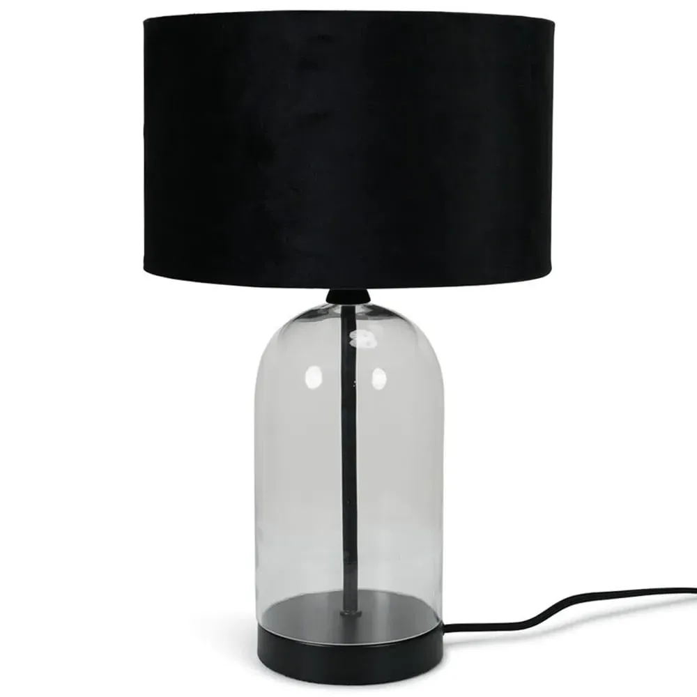 Jessy Glass Table Lamp with Black Trim - Black, Glass image