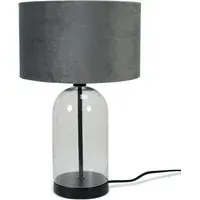 Jessy Glass Table Lamp with Black Trim - Grey, Glass