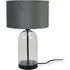 Jessy Glass Table Lamp with Black Trim - Grey, Glass
