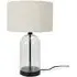 Jessy Glass Table Lamp with Boucle Shade - Cream, Glass