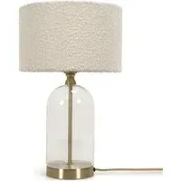 Jessy Glass Table Lamp with Boucle Shade - Cream, Glass