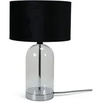 Jessy Glass Table Lamp with Chrome Interior - Black, Glass