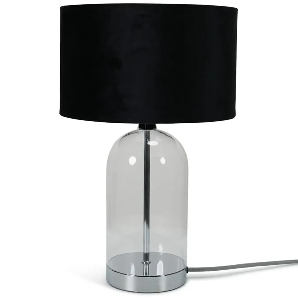 Jessy Glass Table Lamp with Chrome Interior - Black, Glass