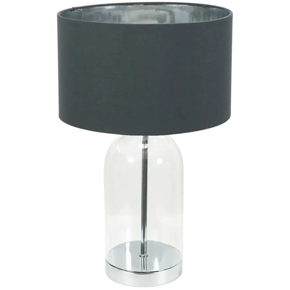 Jessy Glass Table Lamp with Chrome Interior - Charcoal, Glass