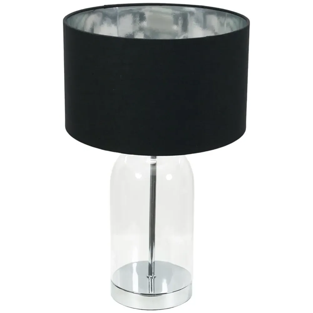 Jessy Glass Table Lamp with Chrome Interior - Silver, Glass