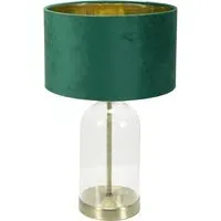 Jessy Glass Table Lamp with Gold Interior - Green, Glass