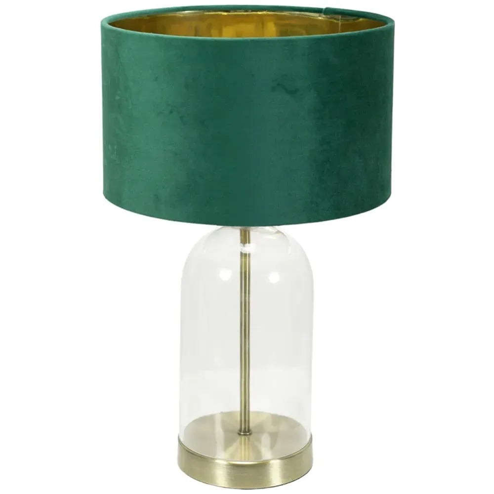 Jessy Glass Table Lamp with Gold Interior - Green, Glass