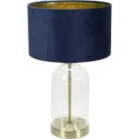 Jessy Glass Table Lamp with Gold Interior - Navy, Glass