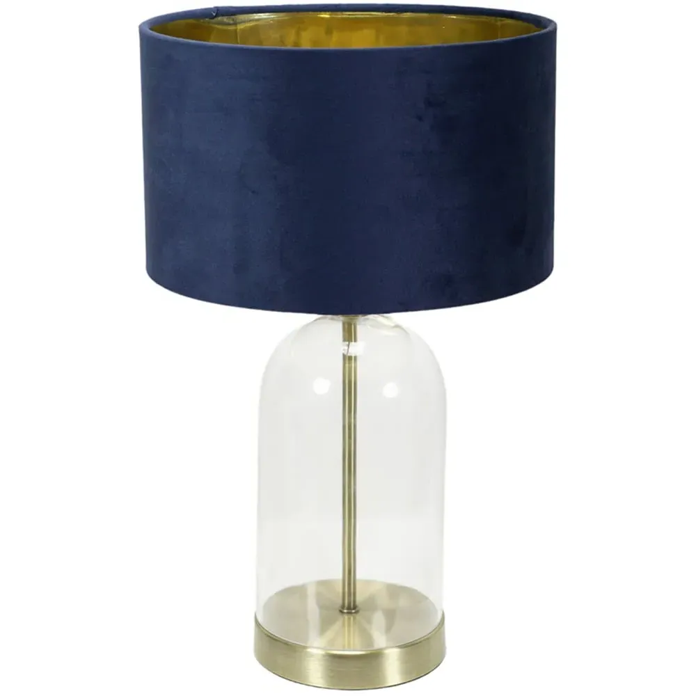 Jessy Glass Table Lamp with Gold Interior - Navy, Glass