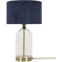 Jessy Glass Table Lamp with Gold Trim - Blue, Glass