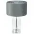Jessy Glass Table Lamp with Velvet Shade - Grey, Glass