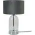 Jessy Glass Table Lamp with Velvet Shade - Grey, Glass